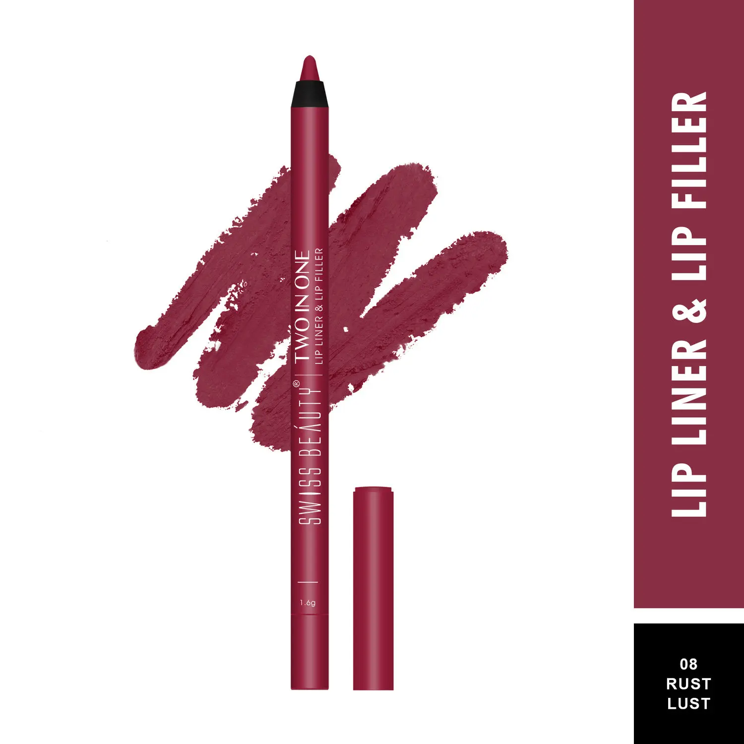 Swiss Beauty Two in One Lip Liner & Lip Filler Rust Lust 08