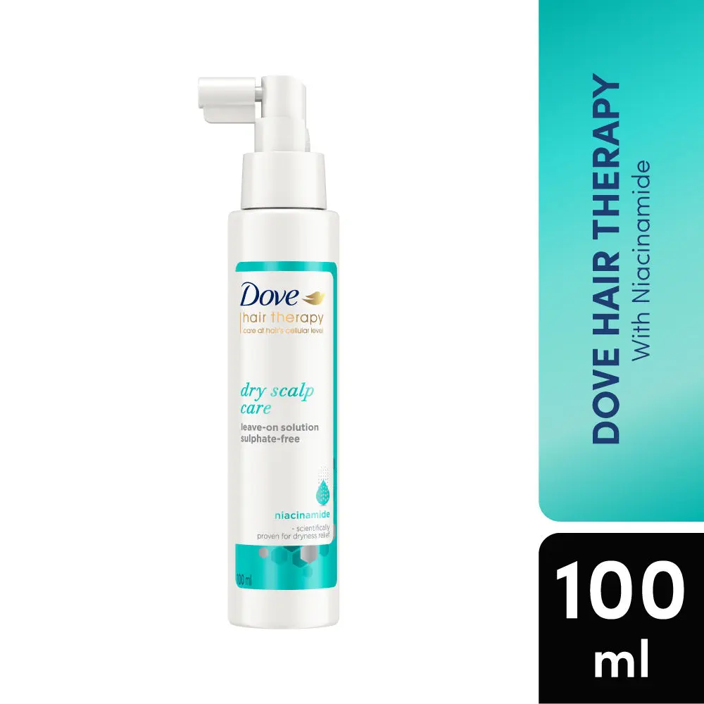 Dove Hair Therapy Dry Scalp Care Moisturizing Leave-on Solution, Sulphate Free, No Parabens & Dyes, With Niacinamide to relieve scalp dryness for smooth hair, 100 ml