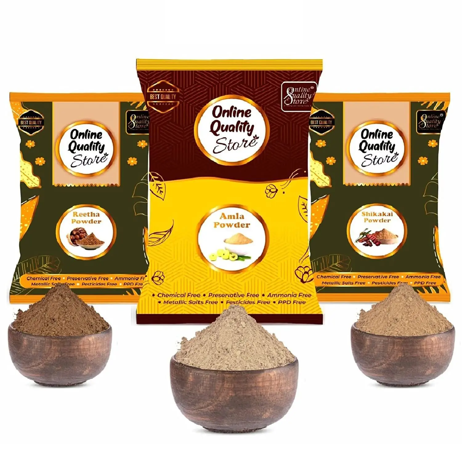 Online Quality Store Hair Care Powder Combo - 900 g (Set of 3) |Reetha Amla Shikakai Powder For Hairs(Reetha 350 Grams,Shikakai 350 Grams, Amla 200 Grams){Ritha_amla_shikai_900}