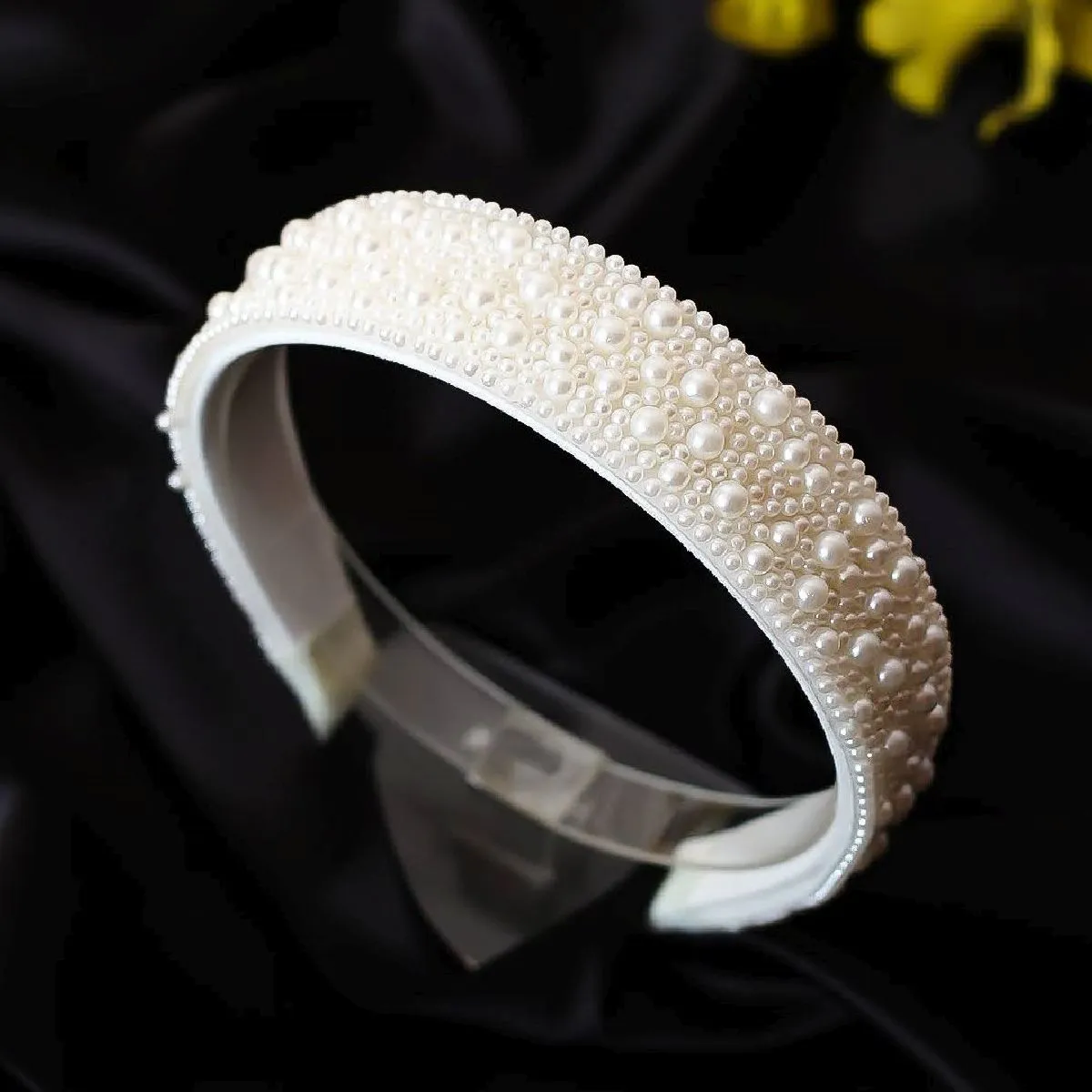 Bellofox Pearl Embellished Headband Flat Band For Women (White)