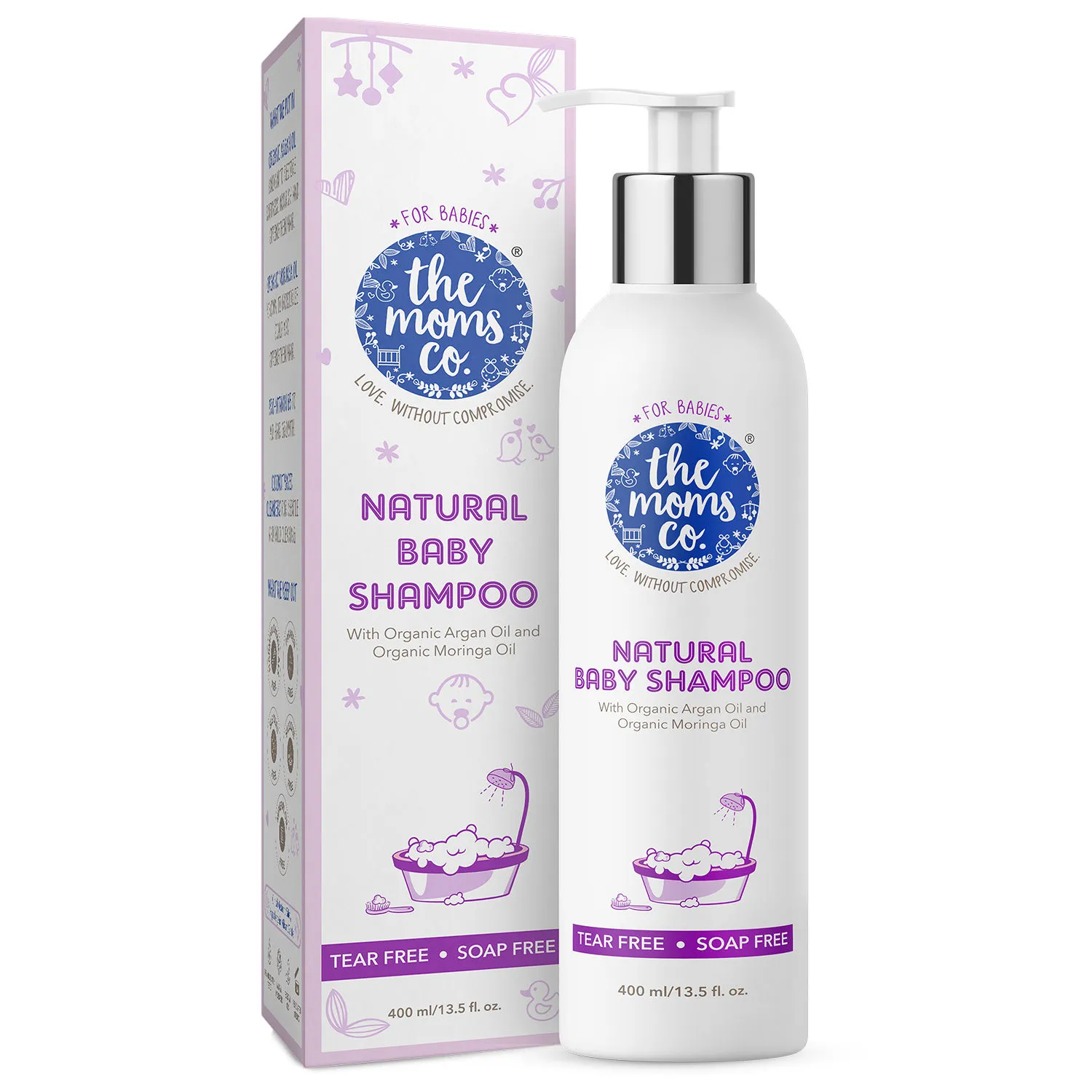 The Moms Co. Tear-Free Natural Baby Shampoo with USDA-Certified Organic Argan and Moringa Oils