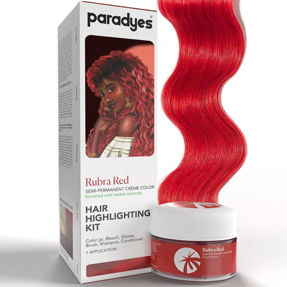 Paradyes Ammonia Free Semi-permanent Hair Color Highlighting Kit (Rubra Red)