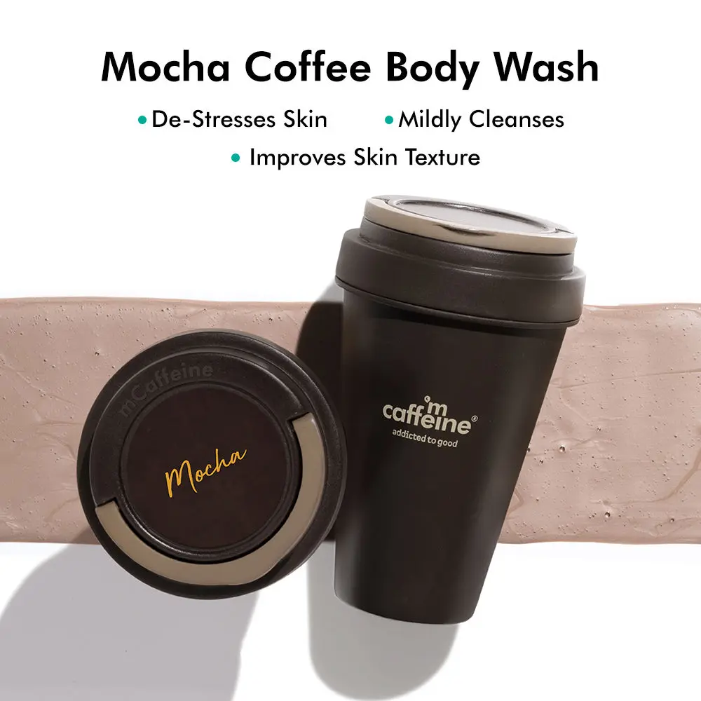 mCaffeine Mocha Body Wash with Cocoa (300ml) | Improves Skin Texture and Relieves Stress |Coffee Daily-Use Shower Gel For Men and Women | Chocolatey Texture and Aroma | Soap-free