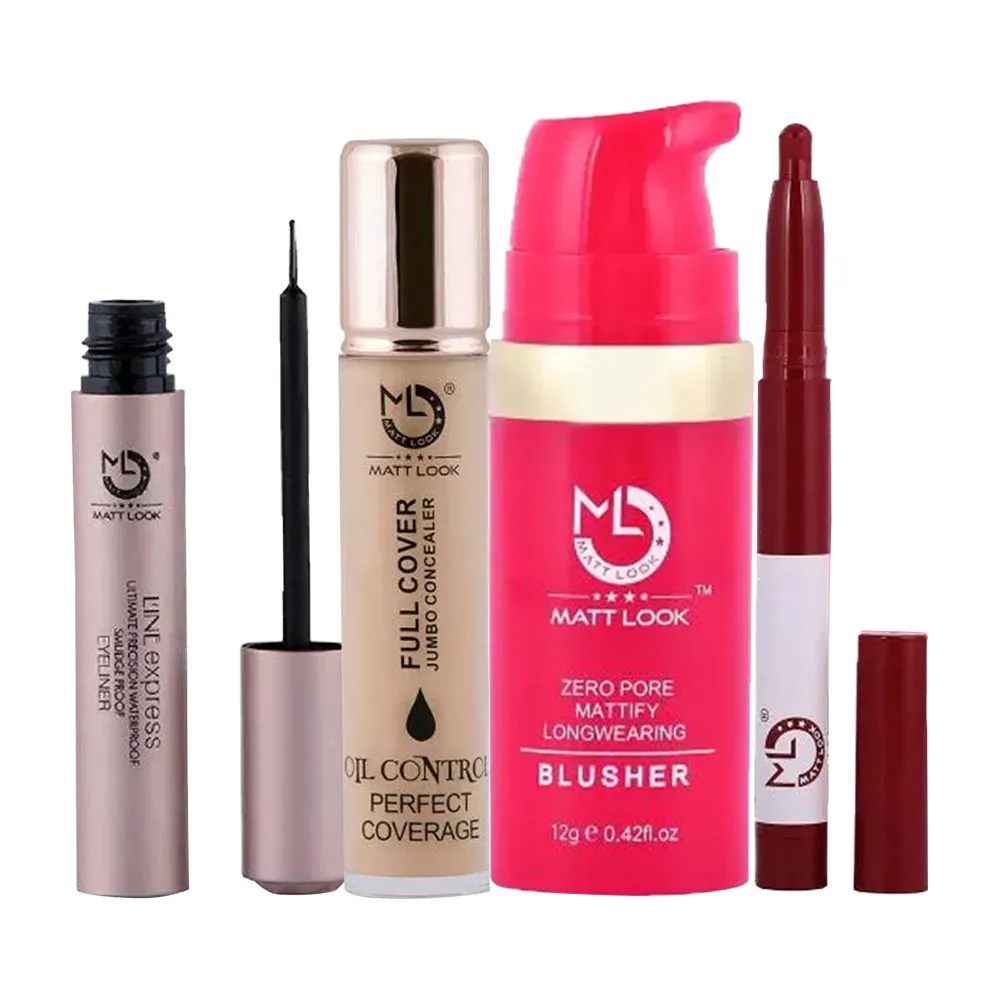 Matt look Eyeliner, Blusher, Concealer And Lipstick Combo - 5