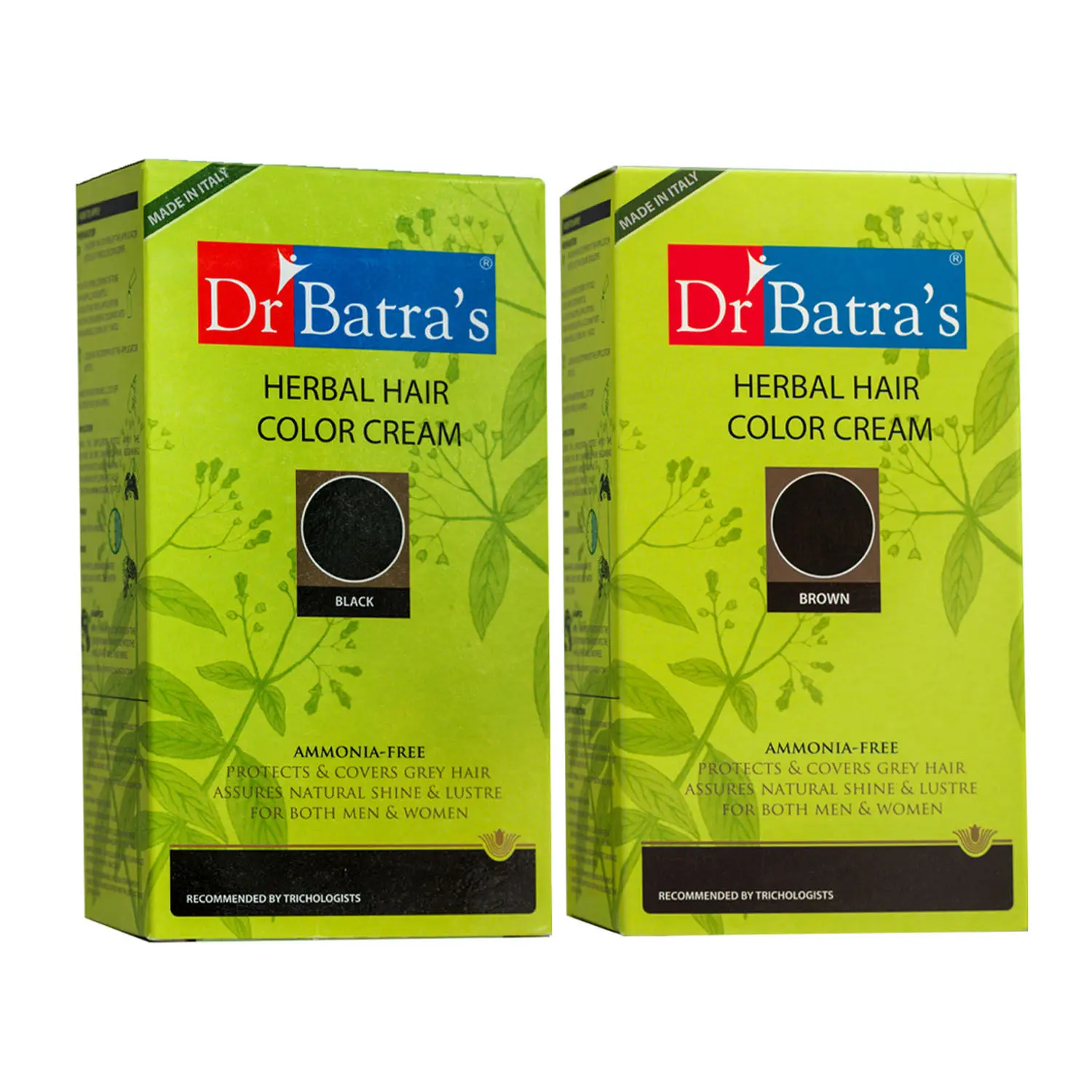 Dr Batra's Herbal Hair Color Cream and Herbal Hair Color Cream- Brown (Pack of 2 for Men and Women )