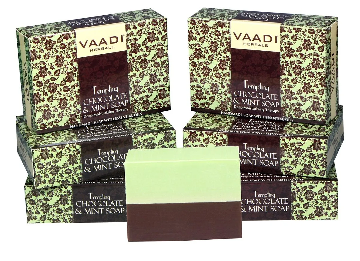 Vaadi Herbals Super Value Pack Of 6 Tempting Chocolate & Mint Soap-Deep Moisturising Therapy