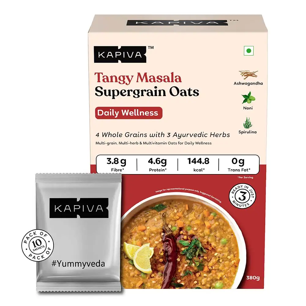 Kapiva Tangy Masala Supergrain Oats,  380 g  Natural