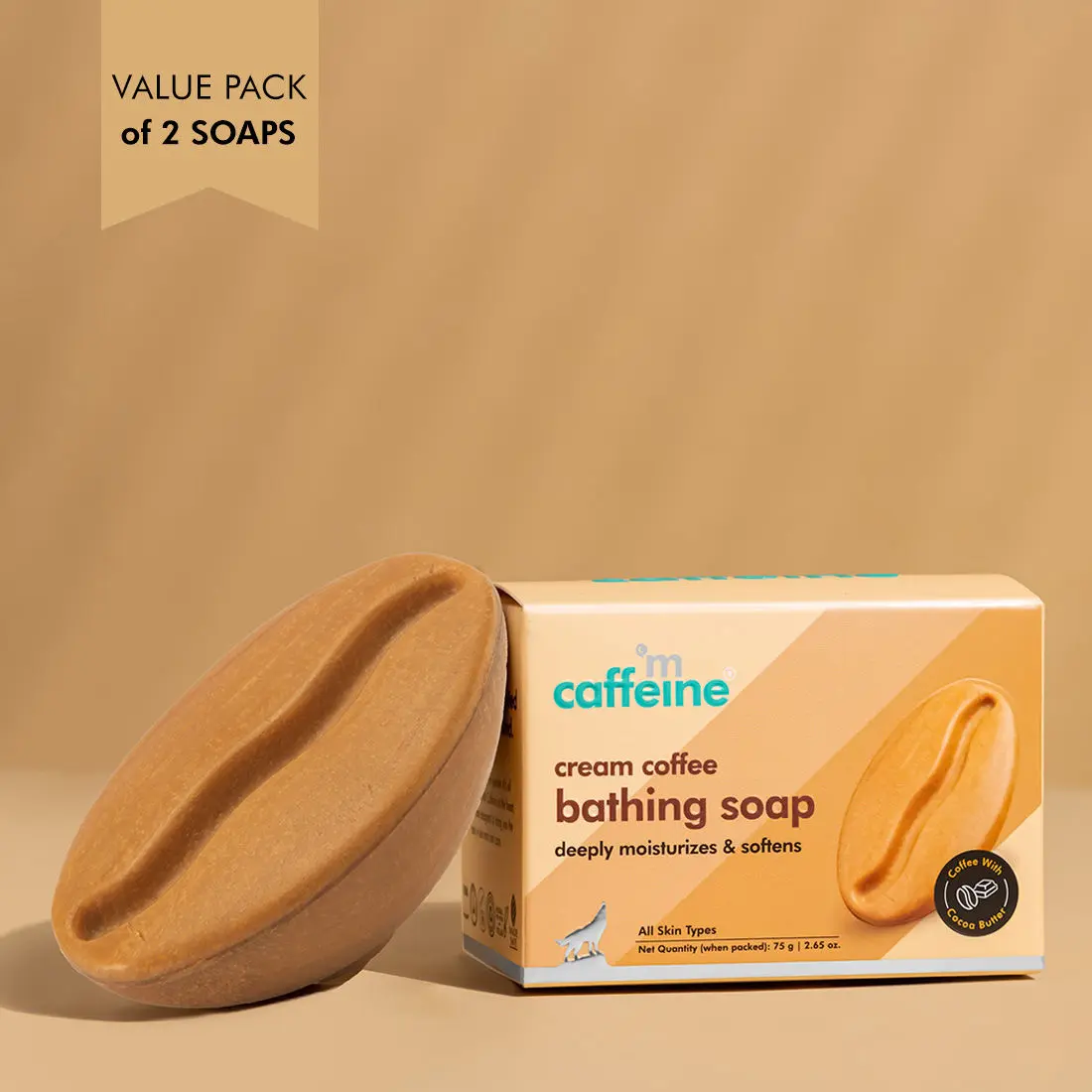 mCaffeine Cream Coffee Bathing Soap 75g (Pack of 2)