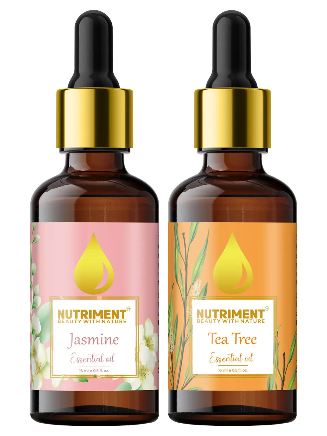 Nutriment Tea Tree & Jasmine Essential Oil, 15ml Each (Pack of 2)