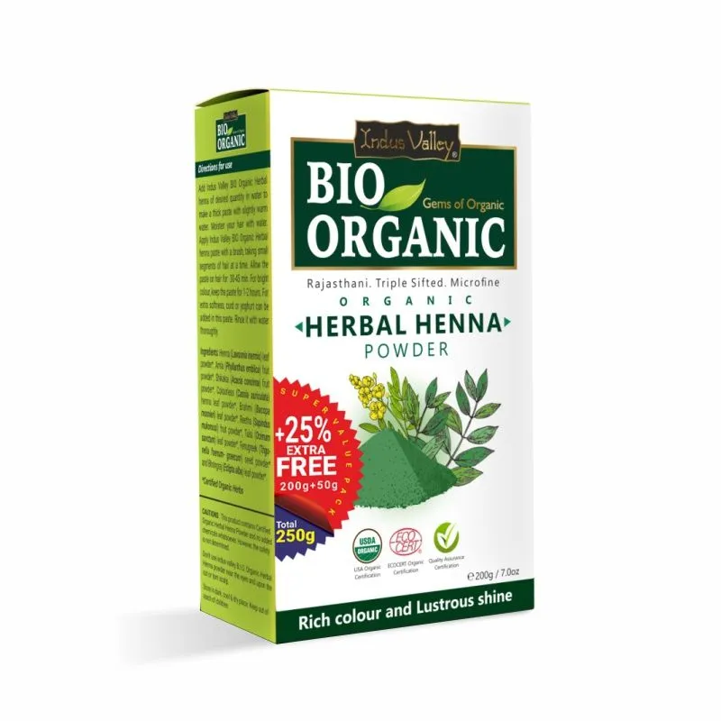 Indus Valley Bio Organic Herbal Henna Powder Rich Colour and Lustrous Shine