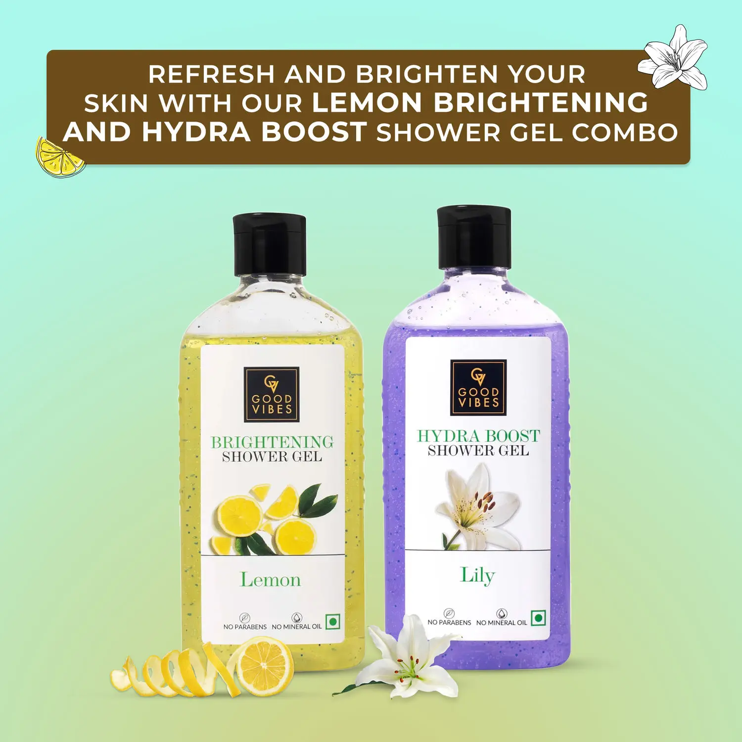 Good Vibes Refresh and Brighten Your Skin with Our Lemon Brightening and Mint Ice Shower Gel Combo