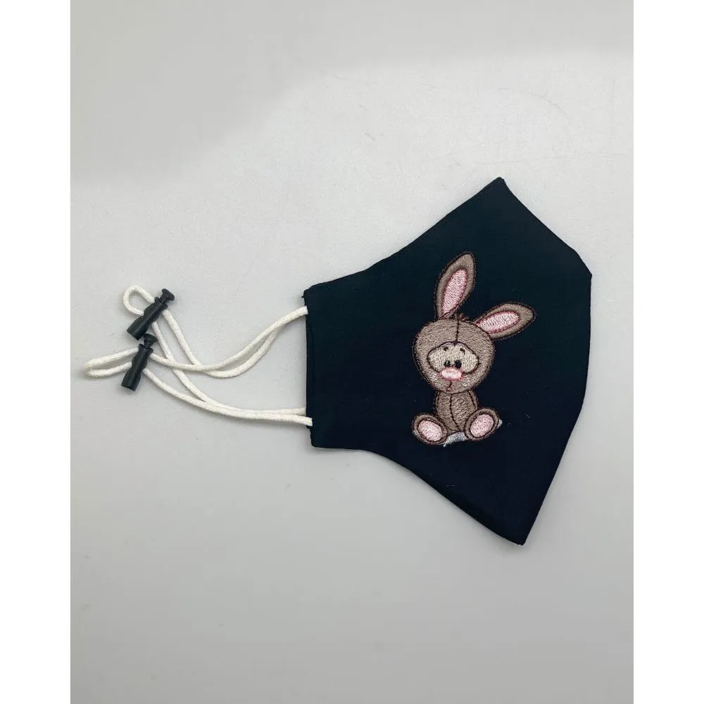 The Tie Hub Bunny Black Embroidered Mask