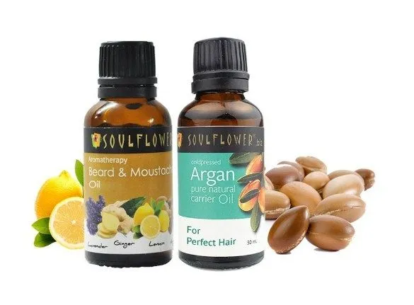 Soulflower Beard And Moustache Oil + Argan Carrier Oil Combo