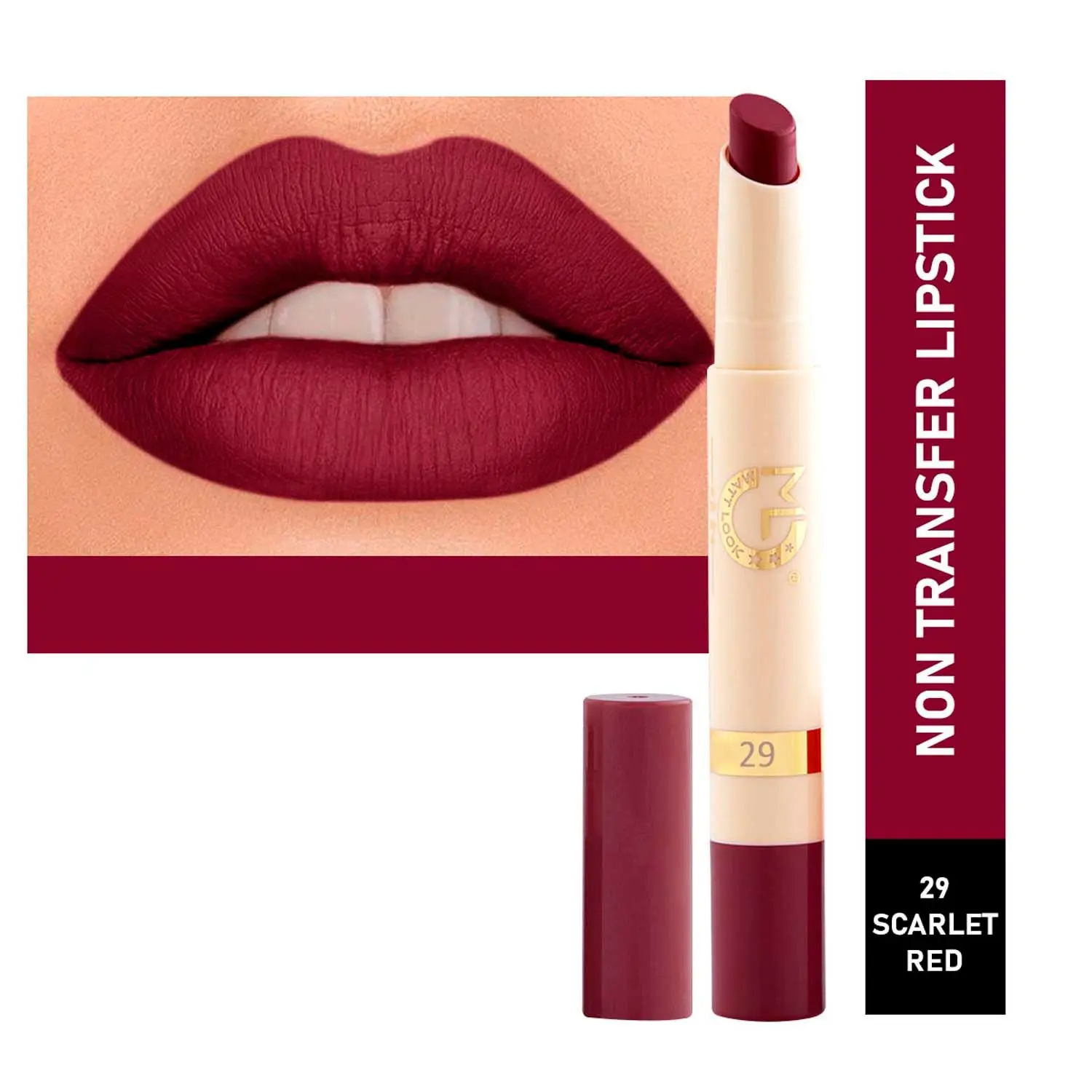 Matt look Velvet Smooth Non-Transfer, Long Lasting & Water Proof Lipstick, Scarlet Red (2gm)