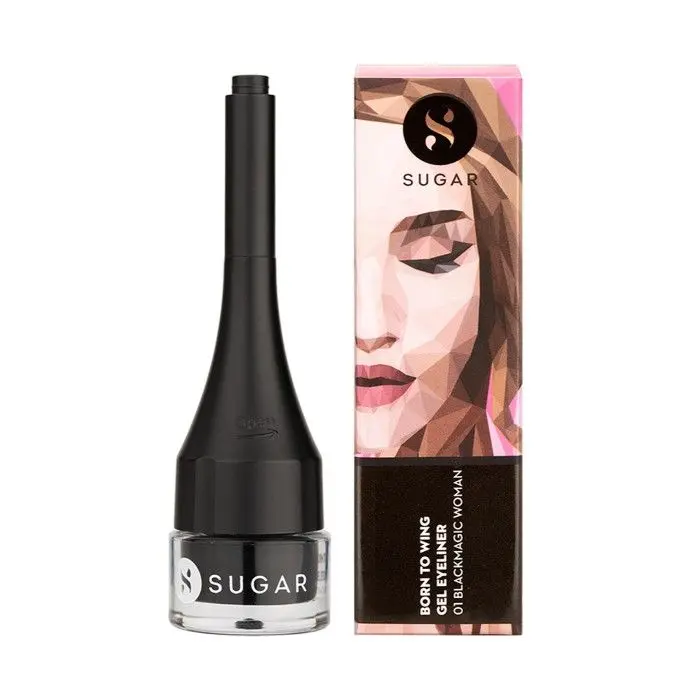 SUGAR Cosmetics - Born To Wing - Gel Eyeliner - 01 Blackmagic Woman (Matte Finish) - Gel Eyeliner Waterproof with Brush - Smudgeproof- Lasts Up to 12 hours