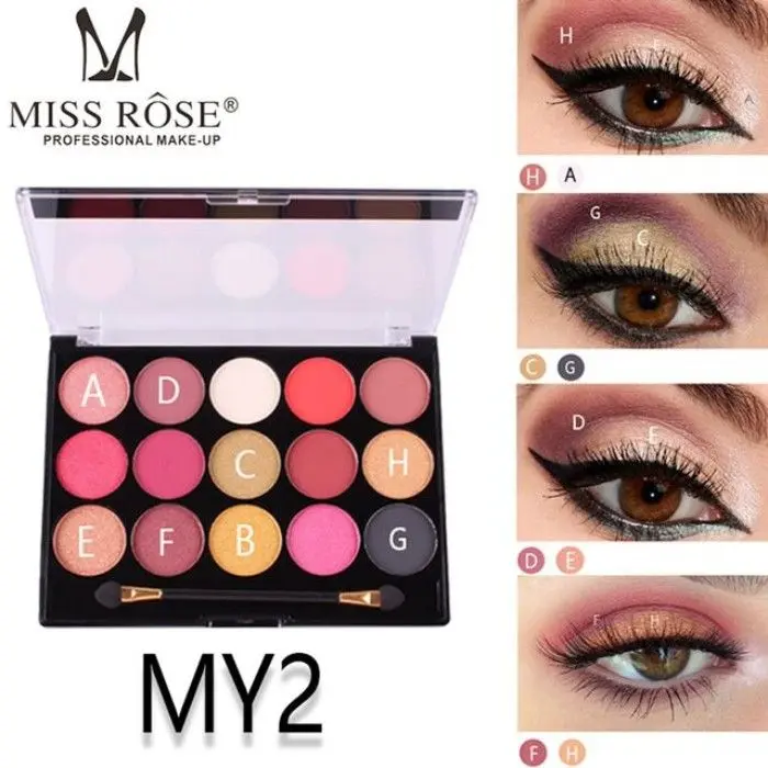 Miss Rose 15 Color Glitter Eyeshadow Palette 7001-077MY 02