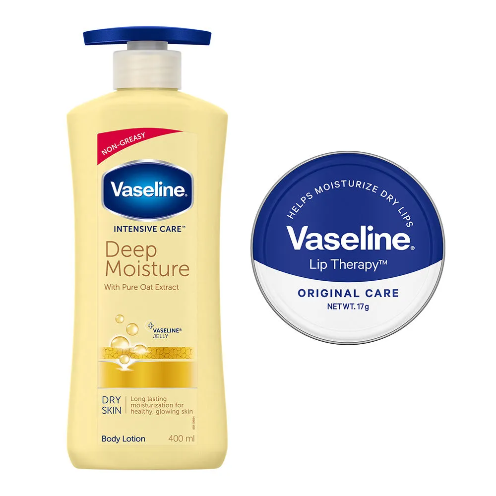 Vaseline Deep Moisture Lotion With Original Lip Tin For Moisturized Skin & Healthy Lips