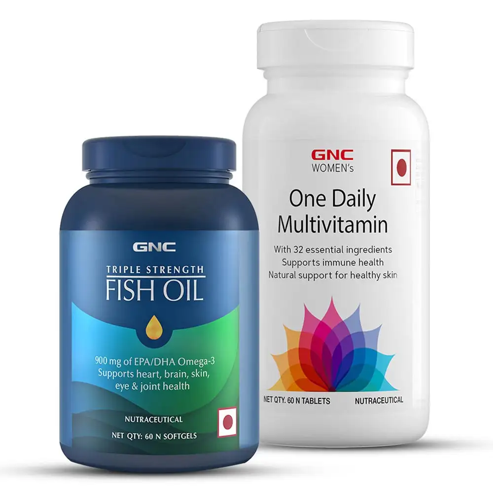 GNC Triple Strength Fish Oil & Women's One Daily Multivitamin Combo,  2 Piece(s)/Pack