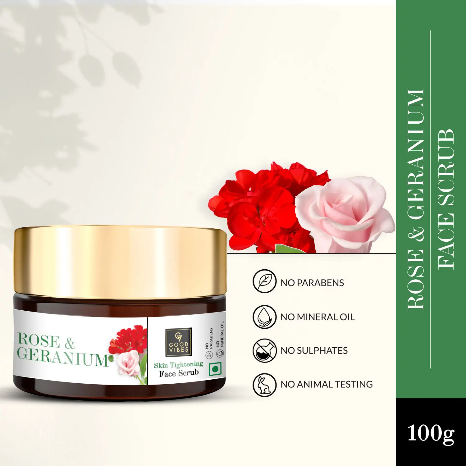 Good Vibes Skin Tightening Face Scrub - Rose & Geranium (100 g)