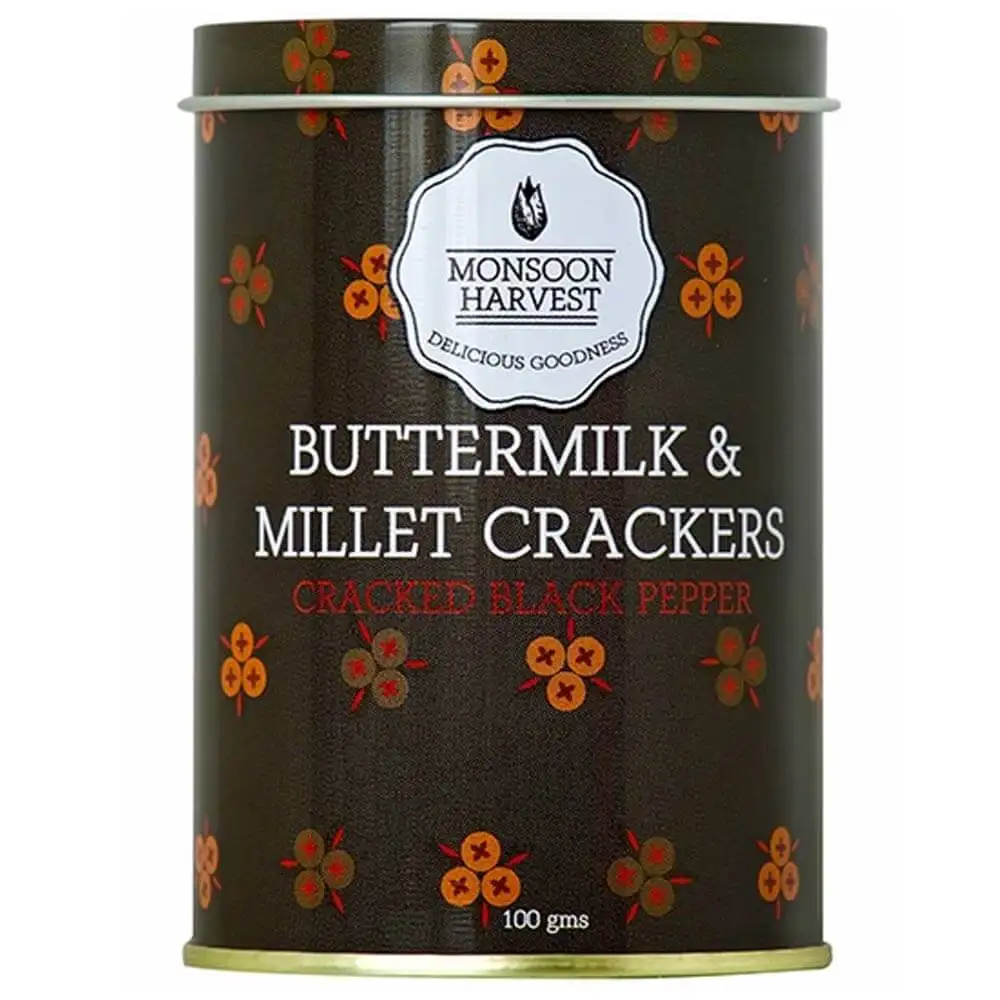 Monsoon Harvest Buttermilk and Millet Crackers,  Cracked Black Pepper  100 g