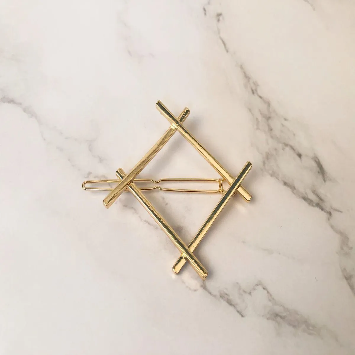 OOMPH Gold Tone Square Geometric Hair Clip / Hair Pin / Hair Clamps For Women & Girls