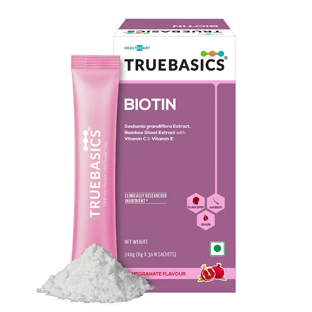 TrueBasics Biotin for Hair & Skin,  30 sachets/pack  Pomegranate