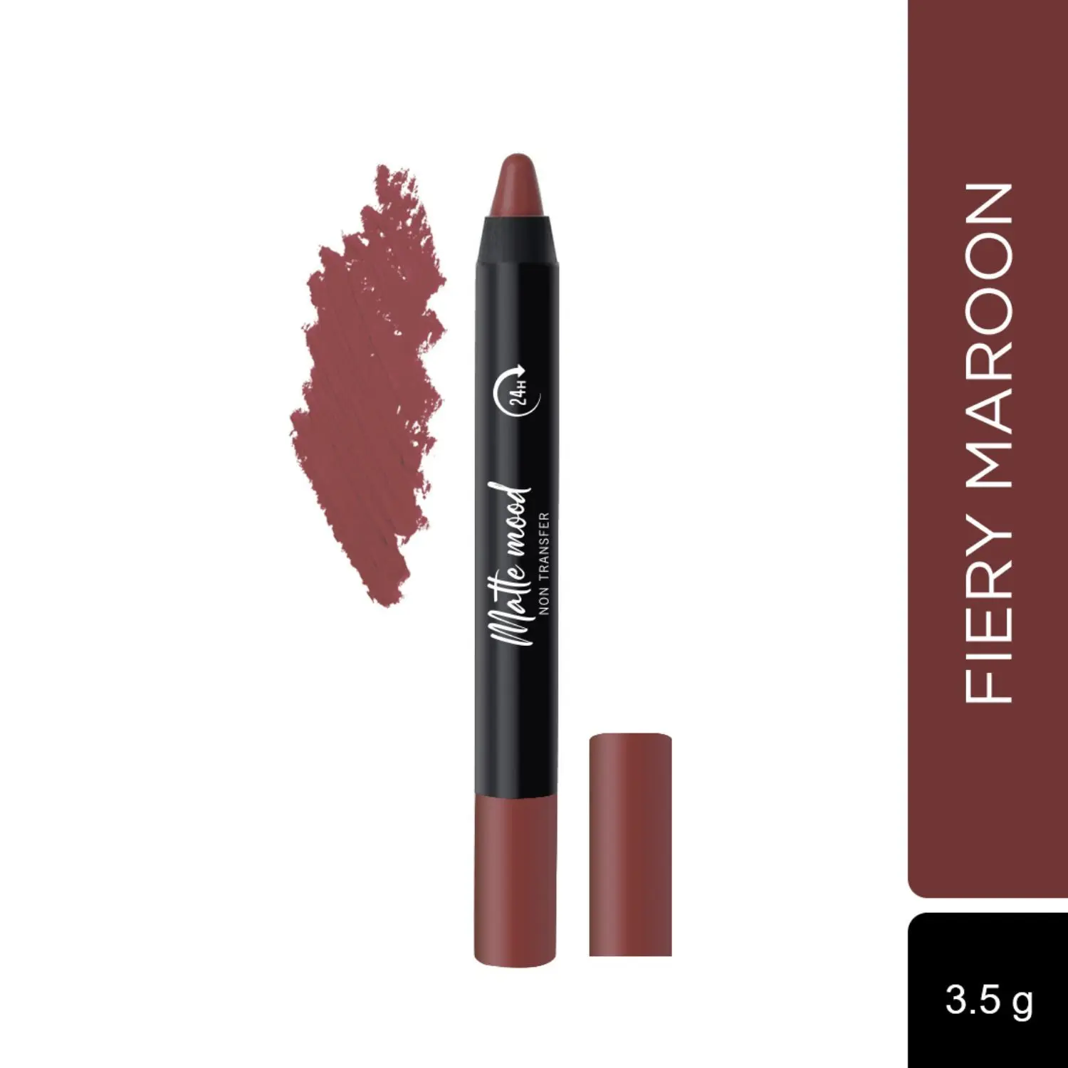 Seven Seas Matte Mood Non Transfer Crayon Lipstick 24Hrs Stay Fiery Marron 3.5G