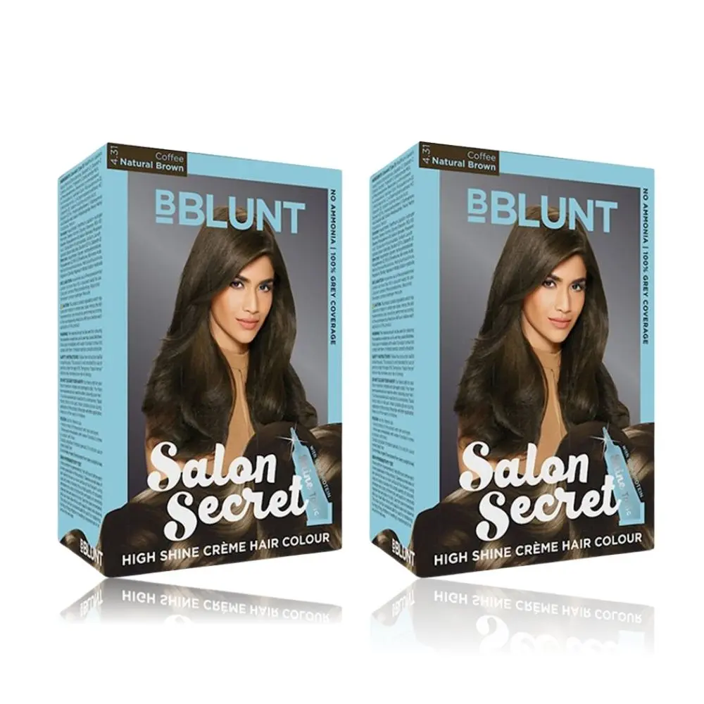 BBlunt Salon Secret High Shine Creme Hair Colour Coffee Natural Brown - Pack of 2