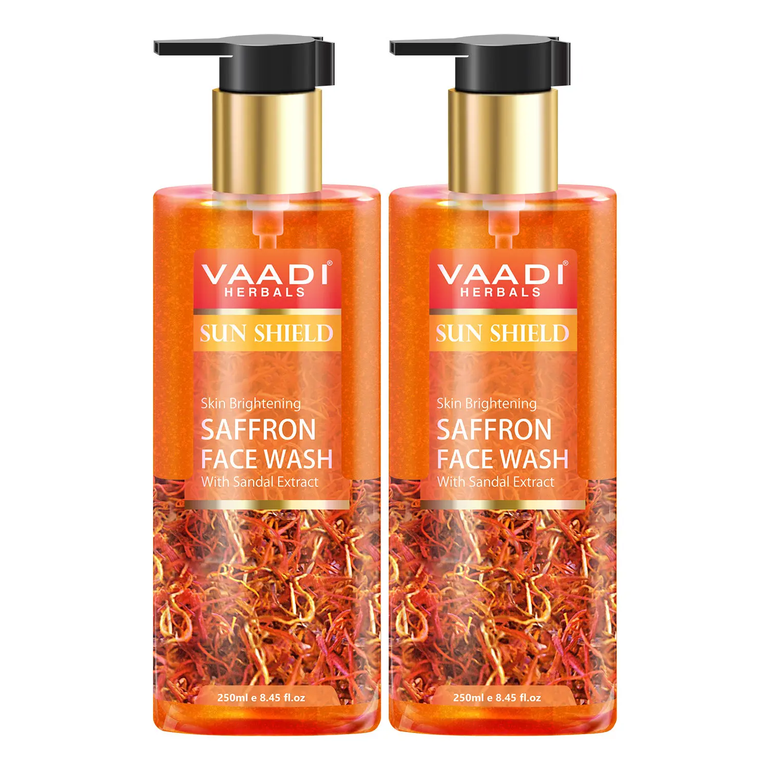 Vaadi Herbals Pack of 2 Skin Whitening Saffron Face Wash with Sandal Extract (250 ml x 2)