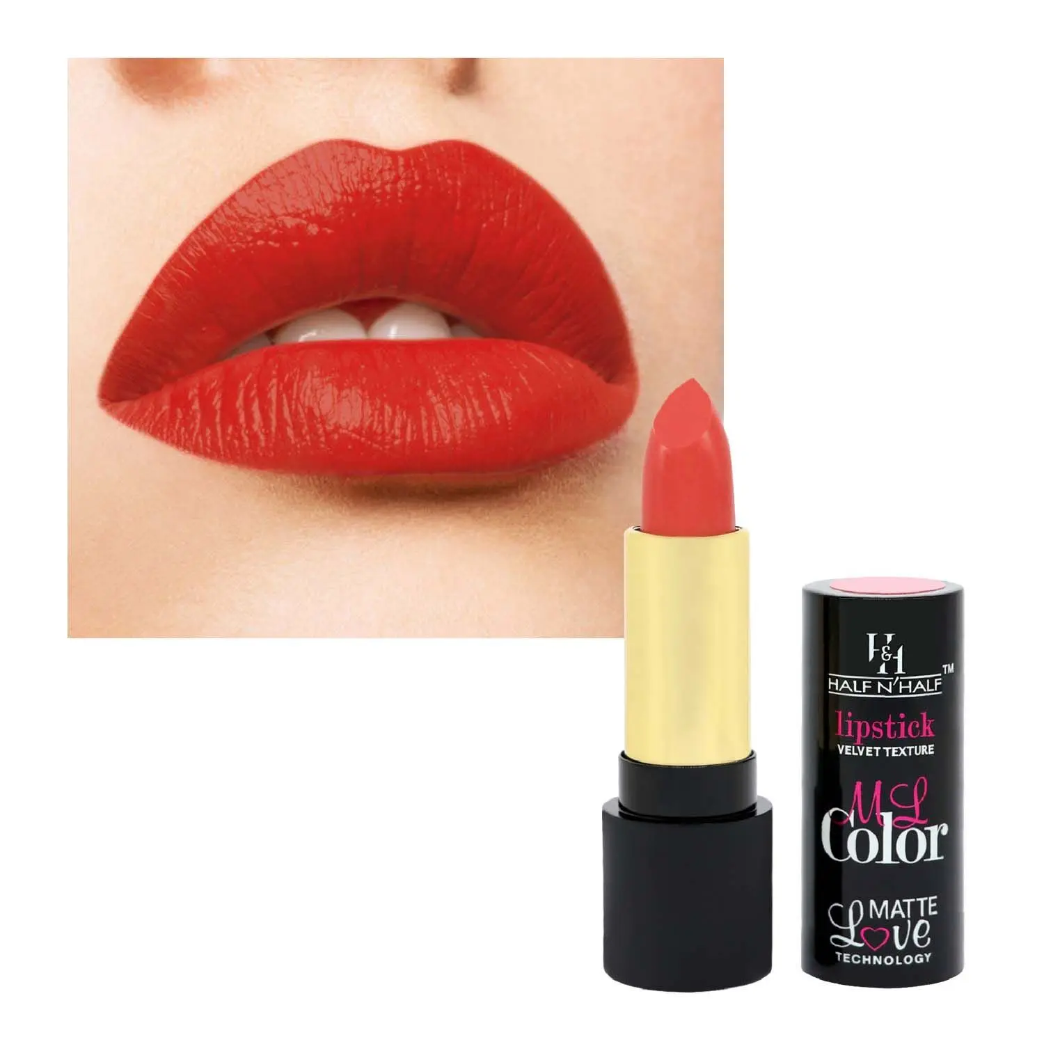 Half N Half Velvet Matte Texture Lipstick My Colour, Catty-Peach (3.8gm)