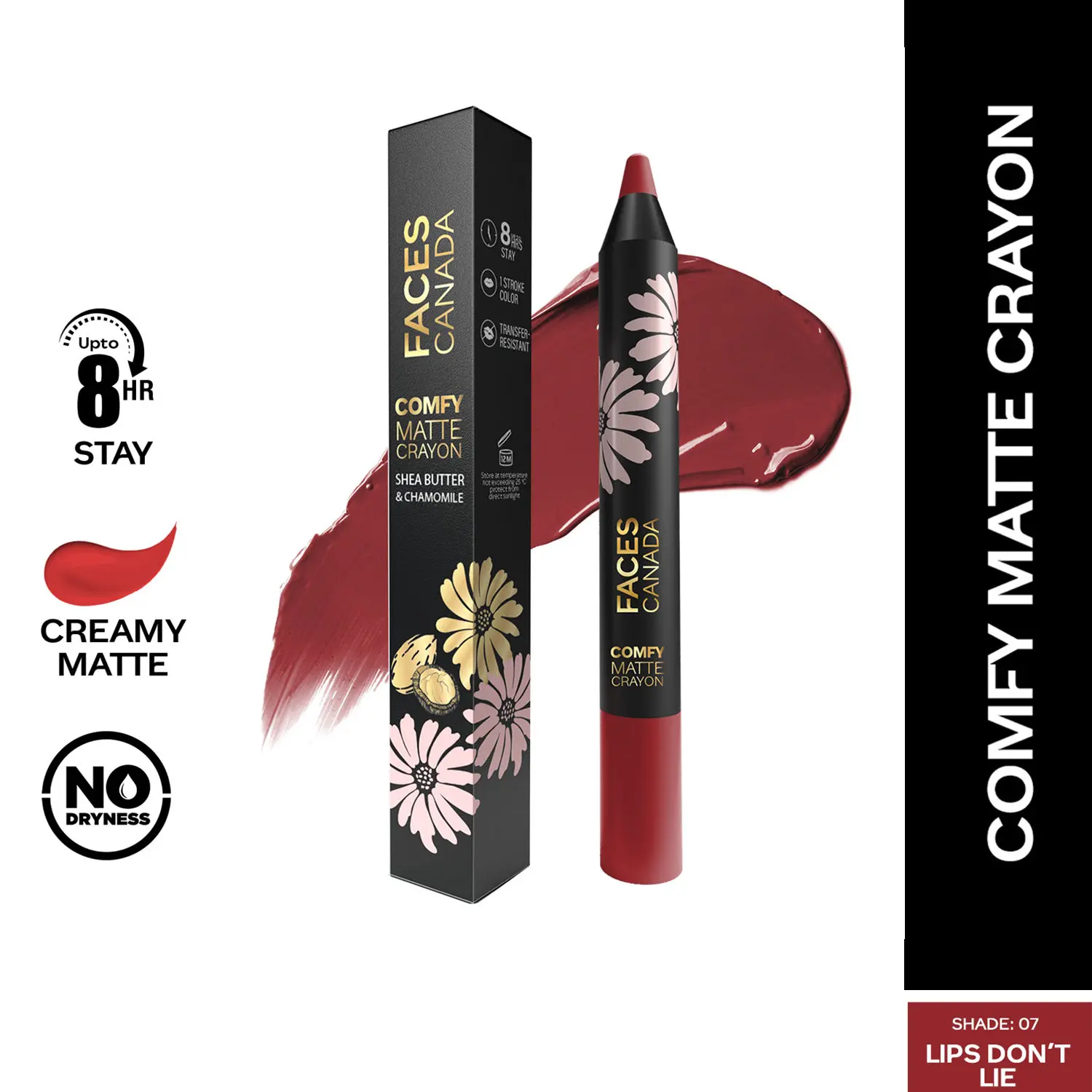 Faces Canada Comfy Matte Crayon I Creamy Matte I Chamomile & Shea Butter I Alcohol-free I Lips Don’t lie 07 2.8g