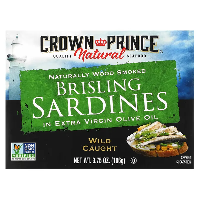 Brisling Sardines, in Extra Virgin Olive Oil, 3.75 oz (106 g)