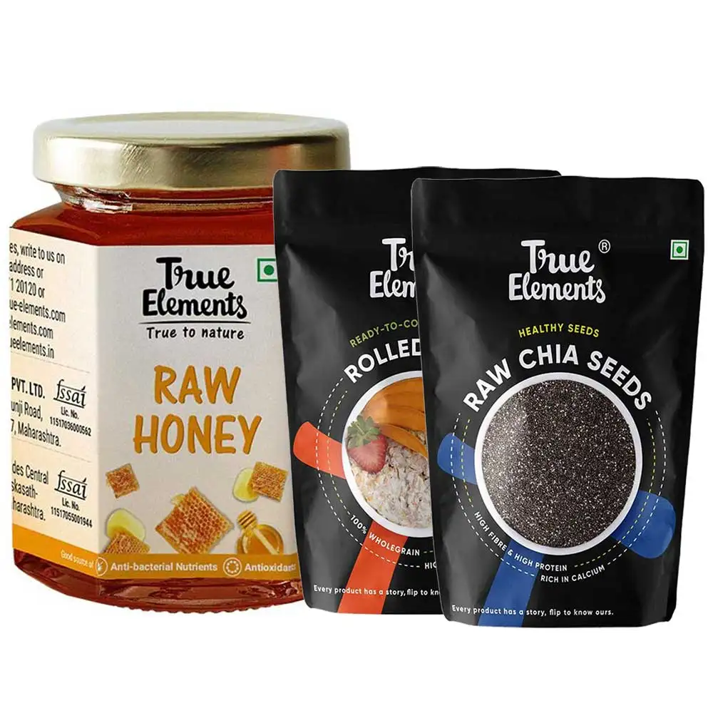 True Elements Rolled Oats Honey Chia Seeds Overnight Oats Combo,  Unflavoured  3 Piece(s)/Pack