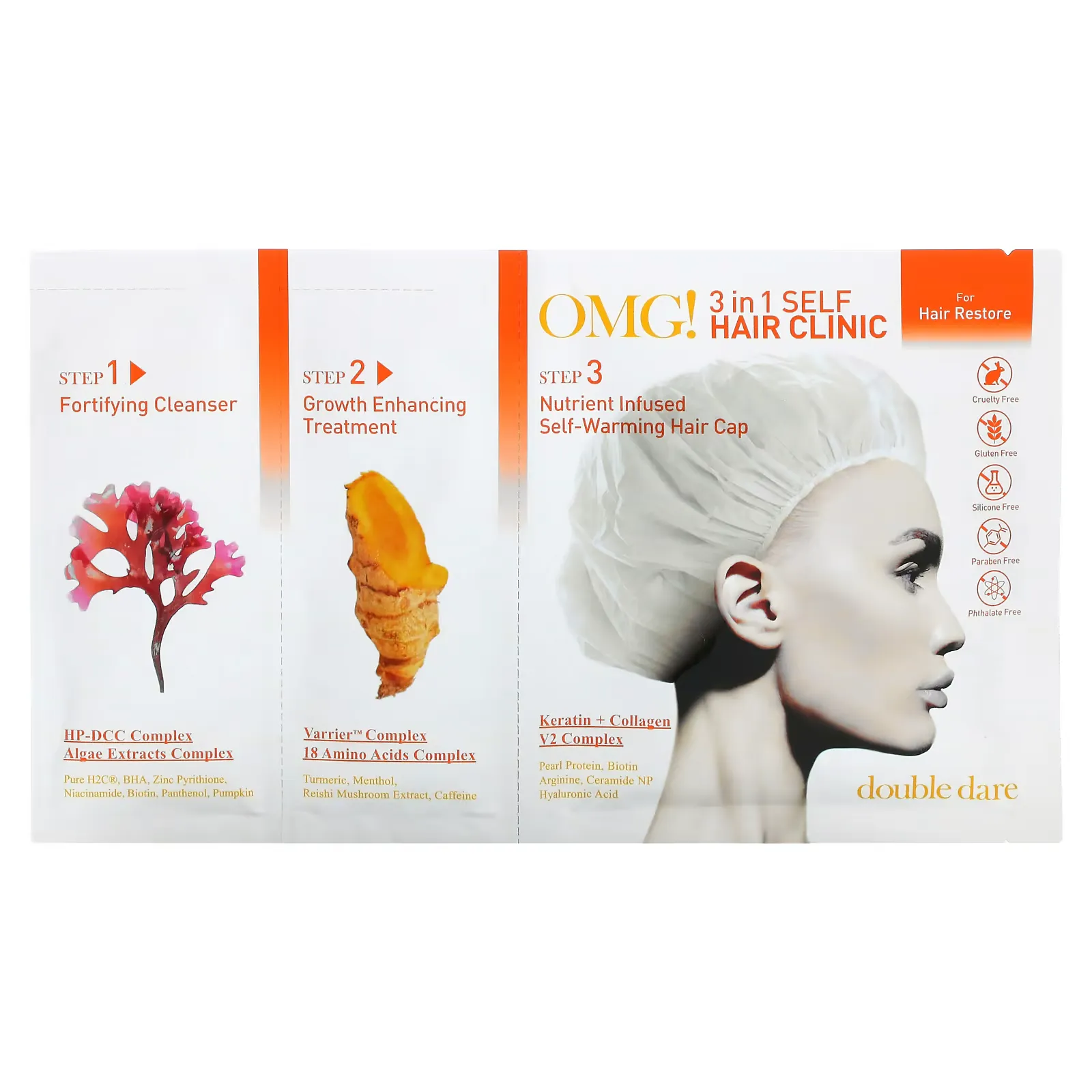 OMG! 3-in-1 Self Hair Clinic, For Hair Restore, 3 Step Kit