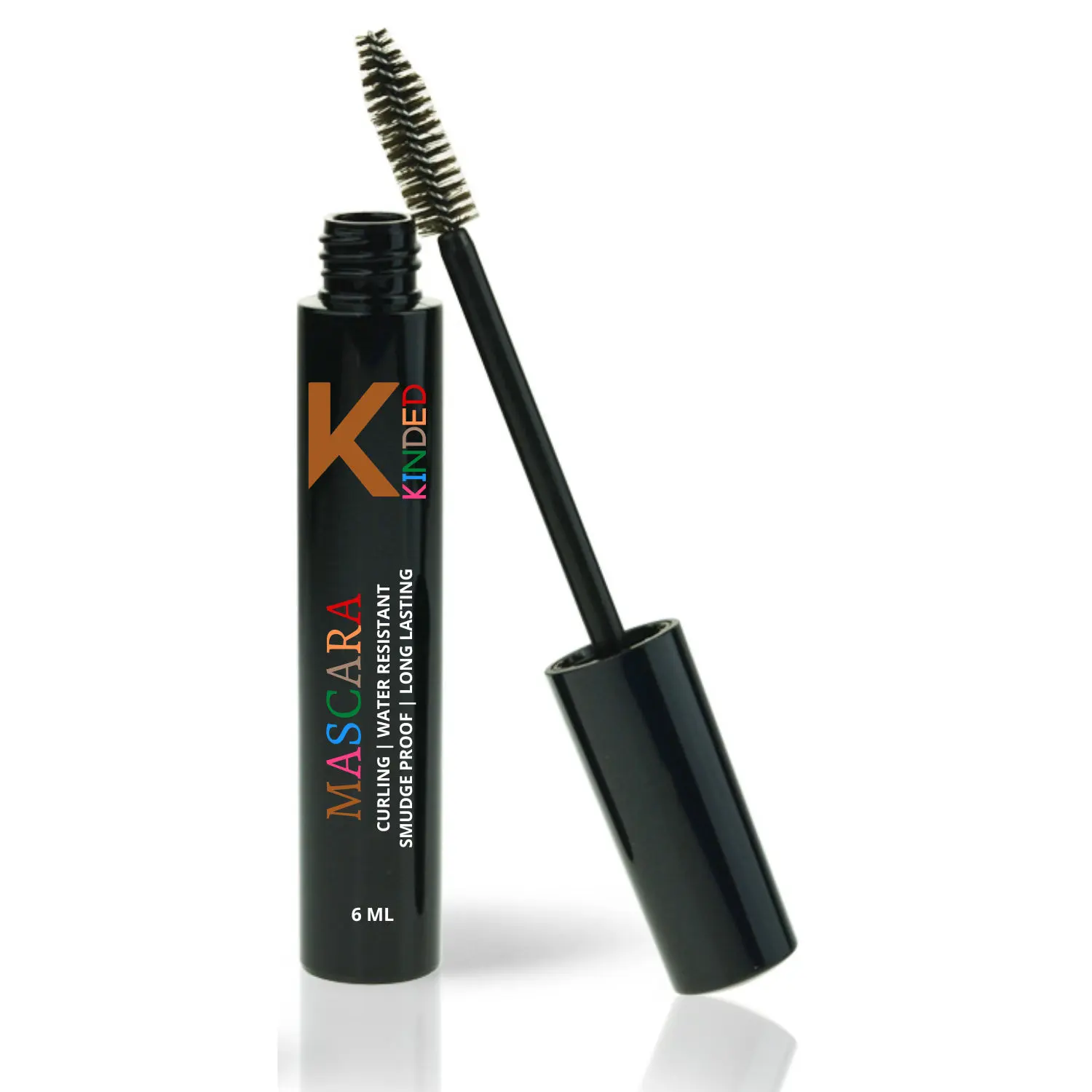 KINDED Curling Mascara Waterproof Long Lasting Smudgeproof Lengthening Volumizing Ultra Max Curl Intense Black Volume Sensational False Lash Effect for Girls Women Eye Makeup (6 ml, Black)