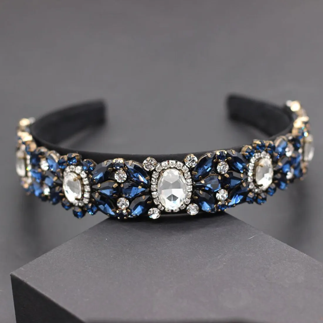 YouBella Hair Jewellery Crystal Studded Blue Head Band (YBHAIR_41318)