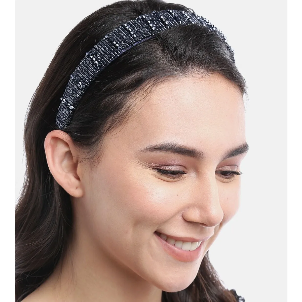 Blueberry Blue Precious Beads Detailed Hair Band