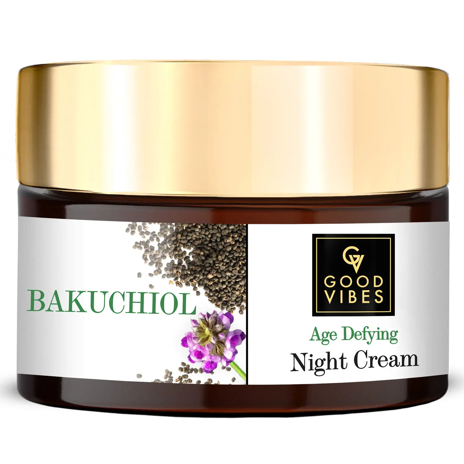 Good Vibes Bakuchiol Age Defying Night Cream |Natural Retinol, Anti-Aging, Wrinkle Control | No Parabens, No Mineral Oil, No Sulphates, No Animal Testing, Vegan (50g)