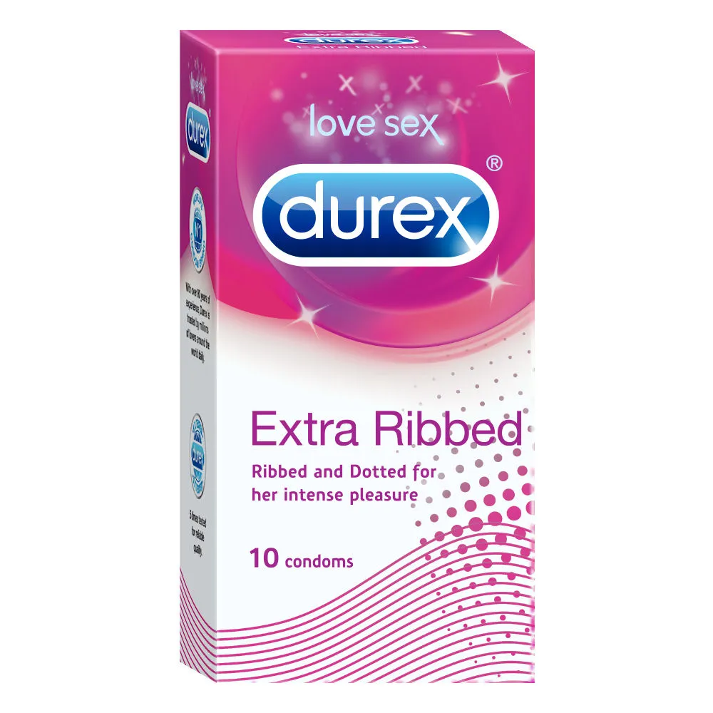 Durex Ribbed Condoms - Extra Ribbed - 10 Units