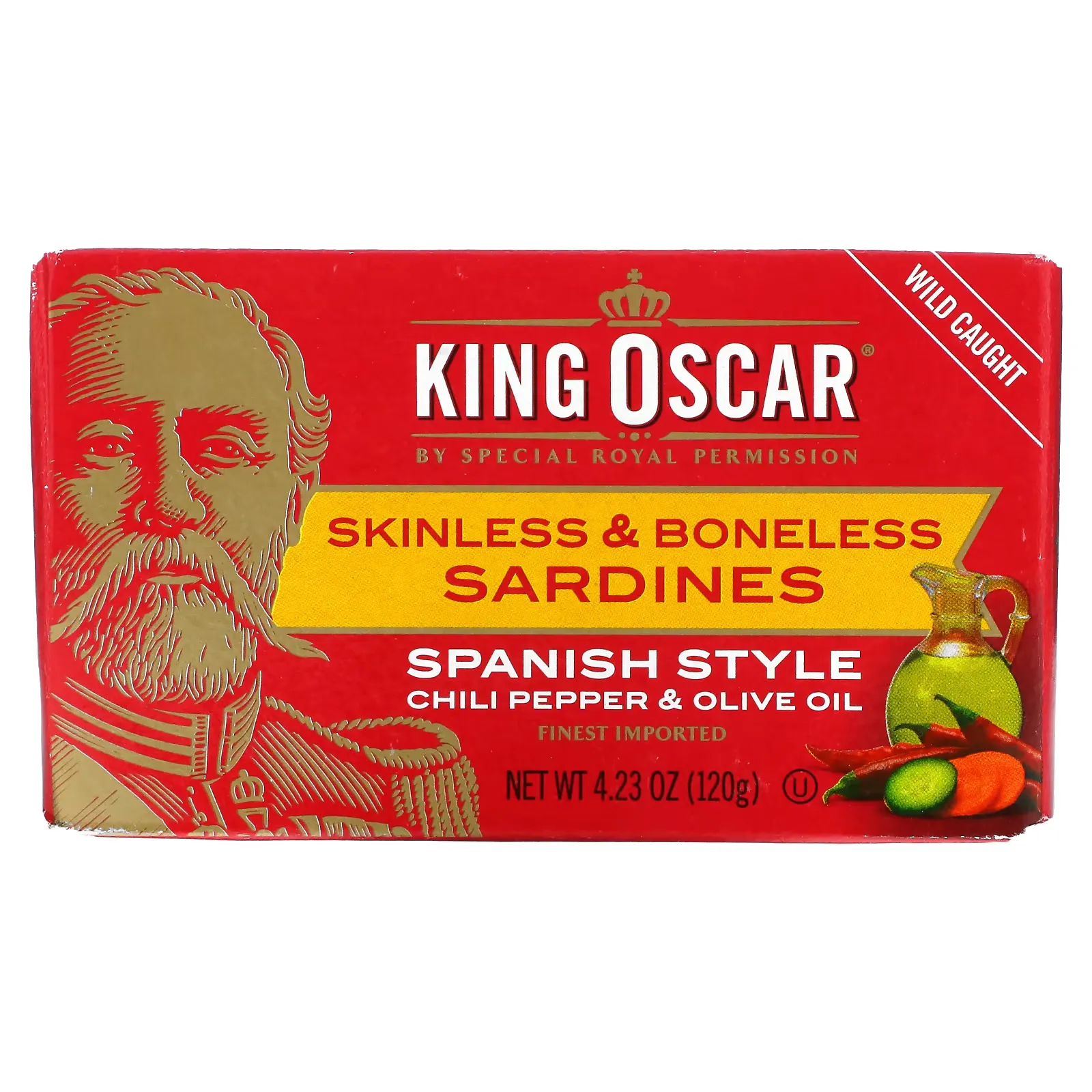 Skinless & Boneless Sardines, Spanish Style Chili Pepper & Olive Oil, 4.23 oz (120 g)