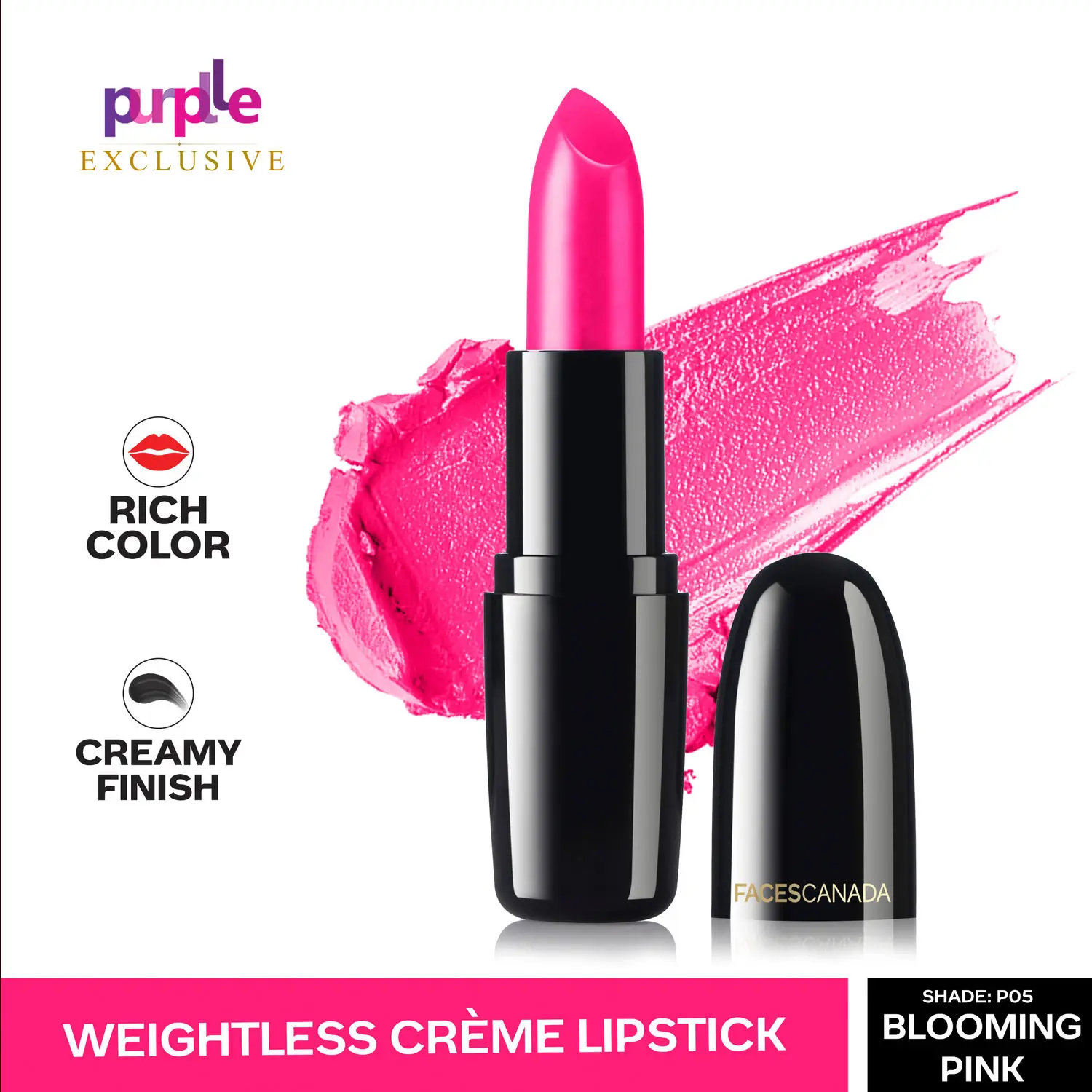 Faces Canada Weightless Creme Finish Lipstick Blooming Pink P05 (4 g) - Exclusively on Purplle