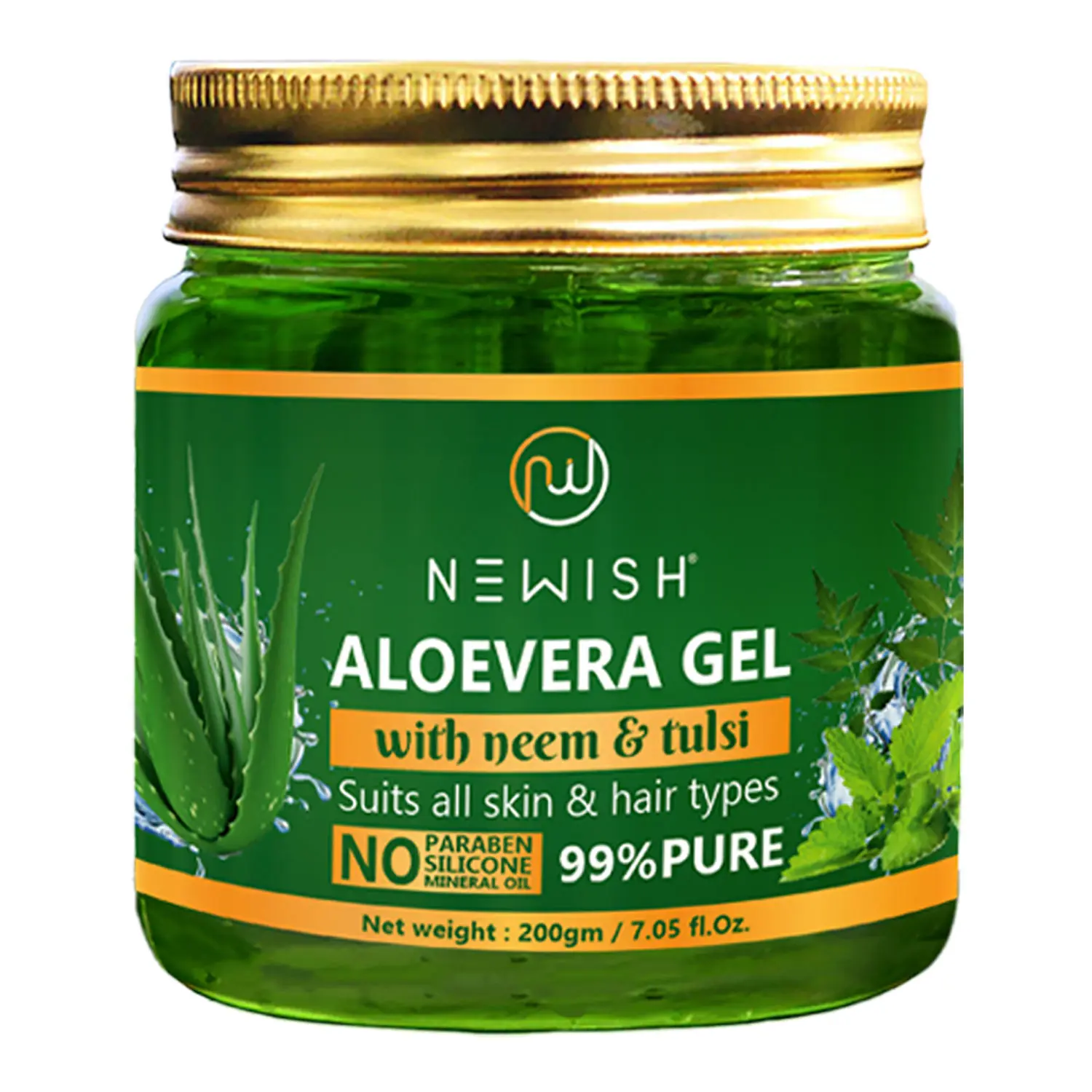 Newish Aloe Vera Gel for Face Enriched With Tulsi & Neem For Face & Skin (200 g)