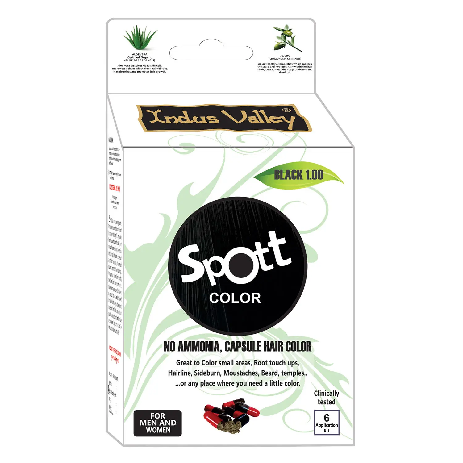 Indus valley spott capsule hair color Black upto 6 application pack