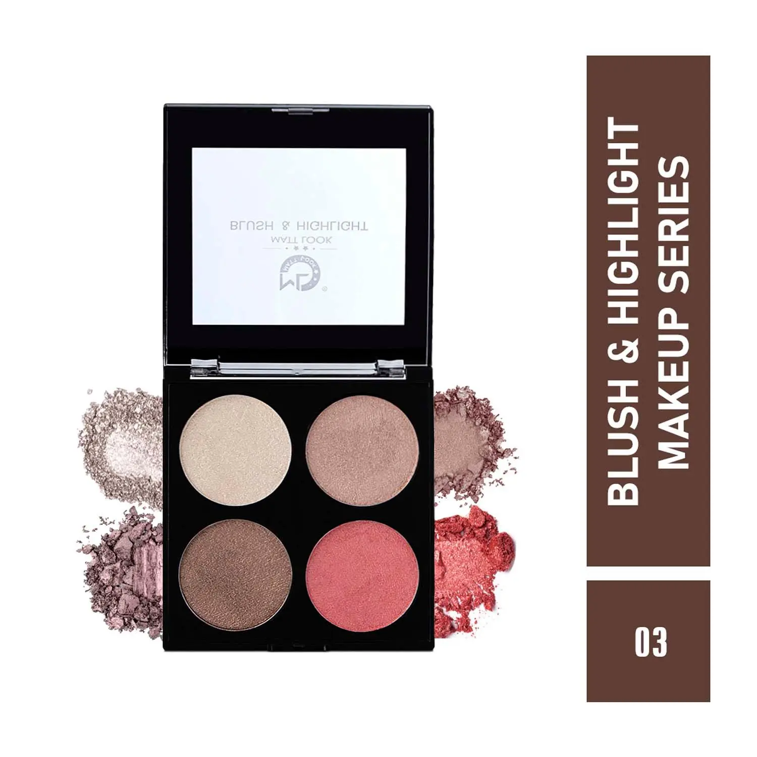 Matt look Make-up series Baked Blush & Highlight Palette, Multicolor-03 (12gm)