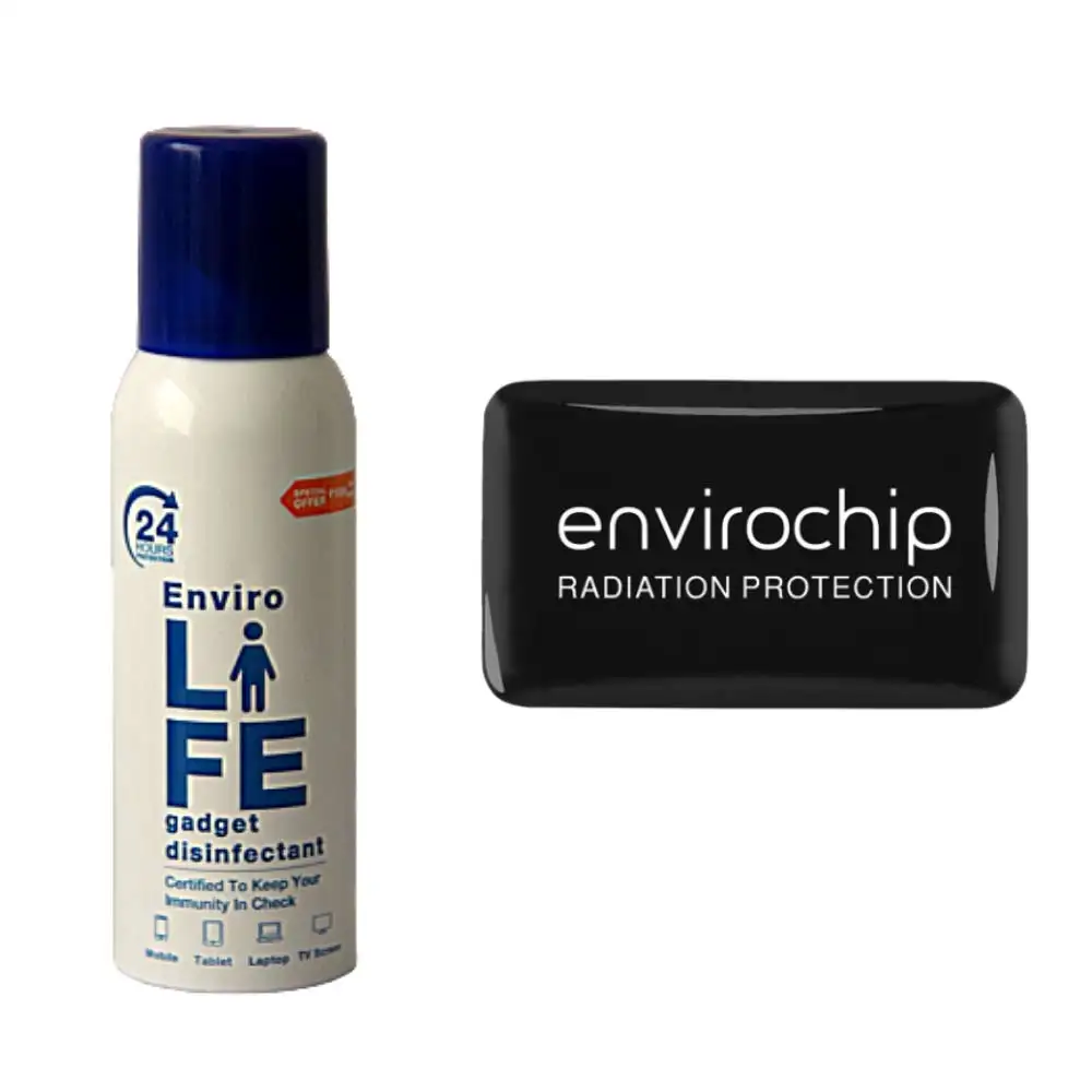 Envirolife Gadget Sanitizer Spray and Envirochip Radiation Protection,  Fragrance Free  2 Piece(s)/Pack  Value Pack of 2 (1 Desk Pack of Gadget Disinfectant and 1 Single Pack of Envirochip)