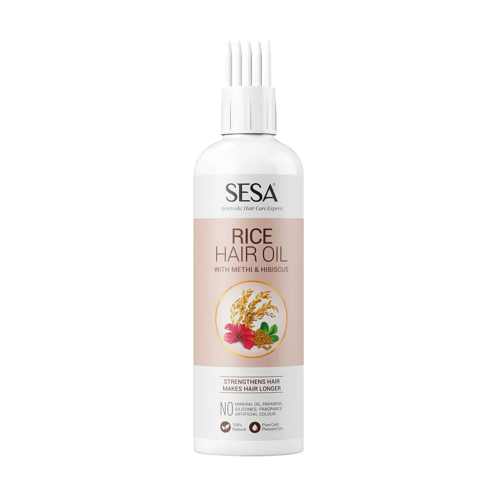 SESA Rice Hair Oil With Methi & Hibiscus For Long & Strong Hair, 100% Natural - No Mineral Oil