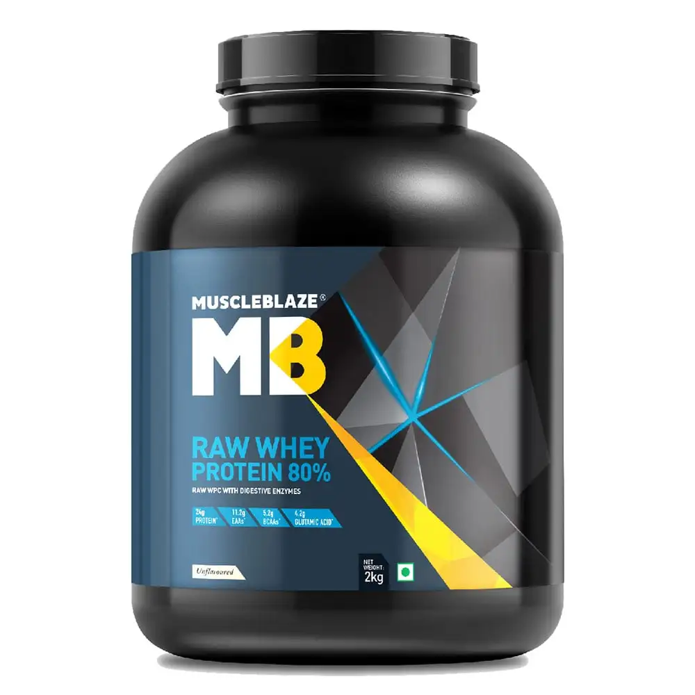 MuscleBlaze Raw Whey Protein 80%,  4.4 lb  Unflavoured