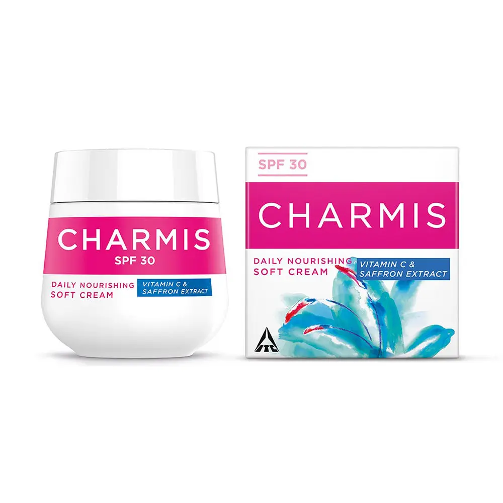 Charmis Daily Nourishing Soft Cream with Vitamin C, Saffron Extracts and SPF 30 for glowing and moisturized skin, 200 ml