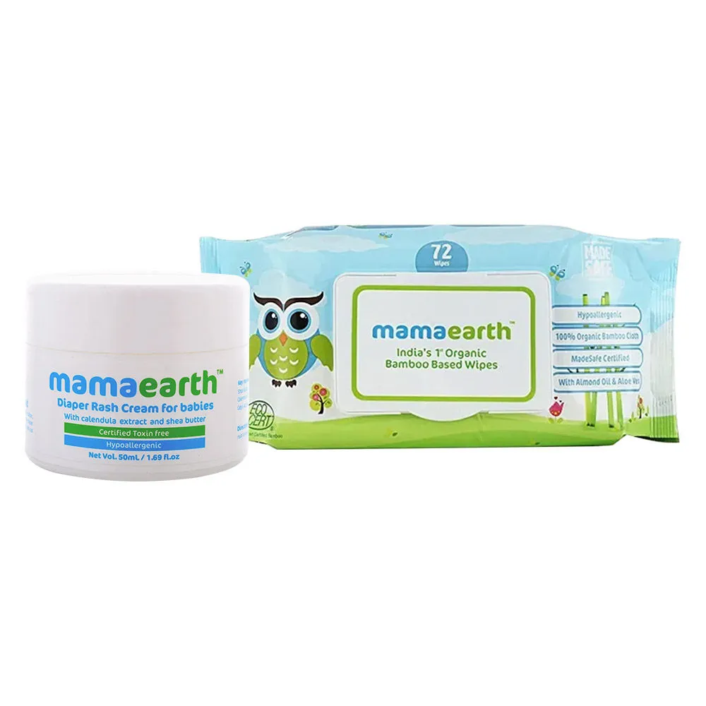 Mamaearth Diaper Rash Cream With Bamboo Baby Wipes