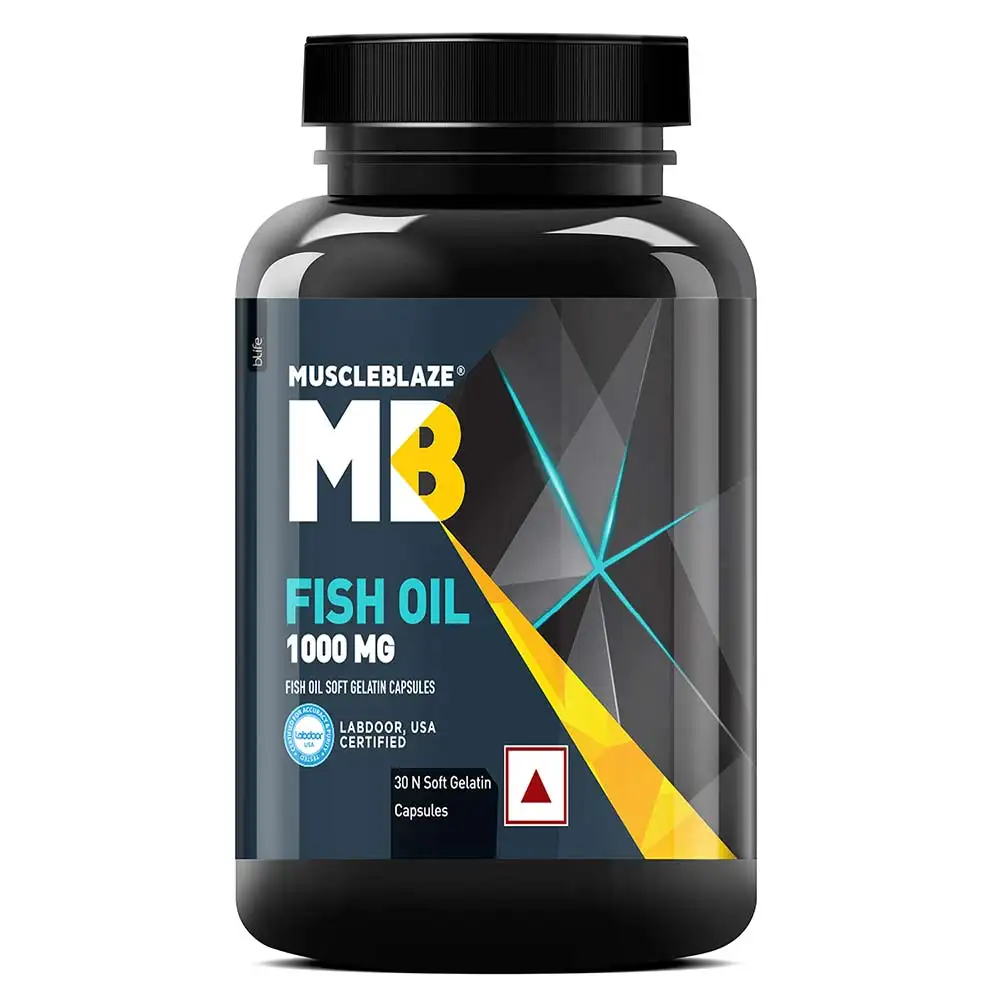 MuscleBlaze Fish Oil (1000 mg) India's Only Labdoor USA Certified for Purity & Accuracy,  30 capsules